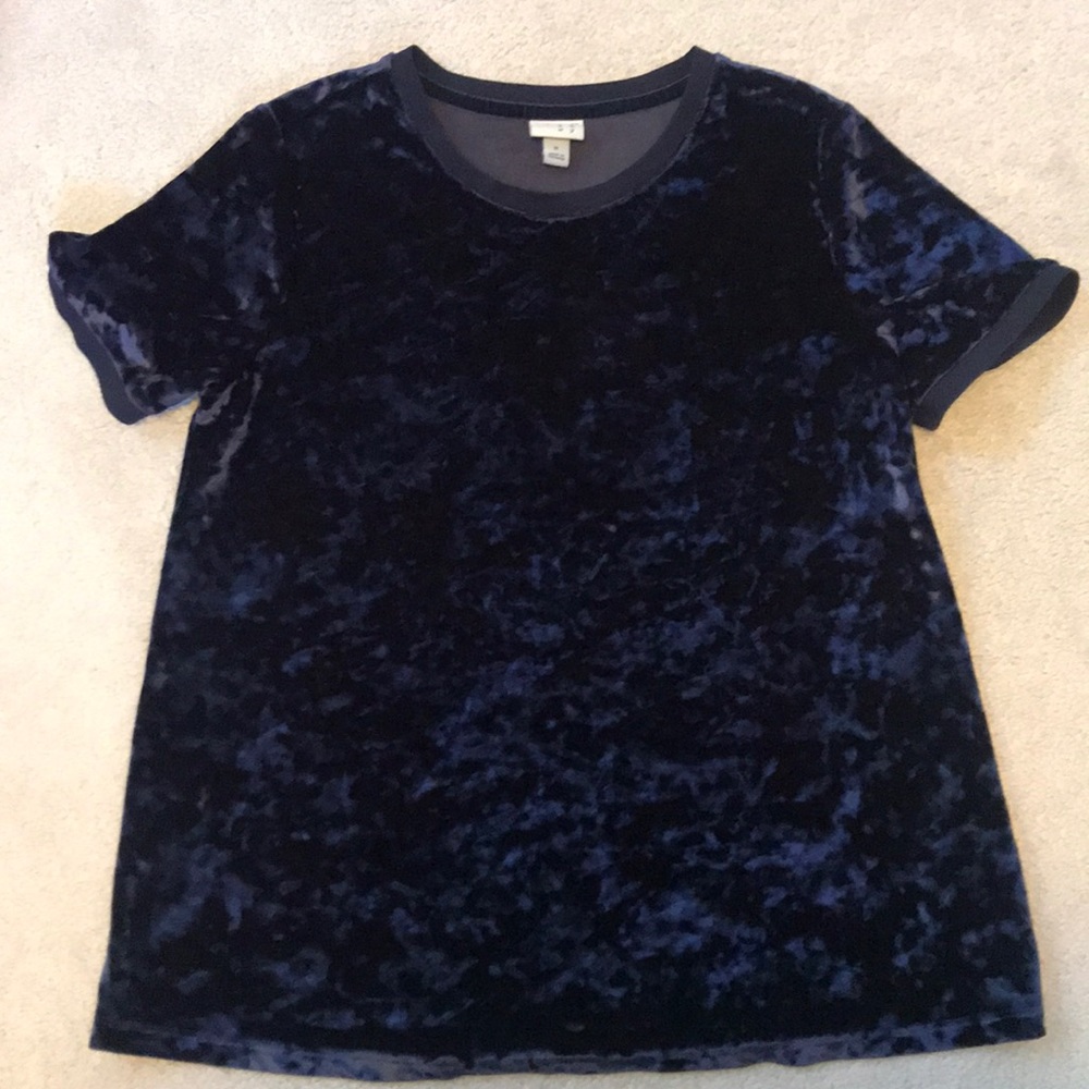Blue Velvet Short Sleeved Top